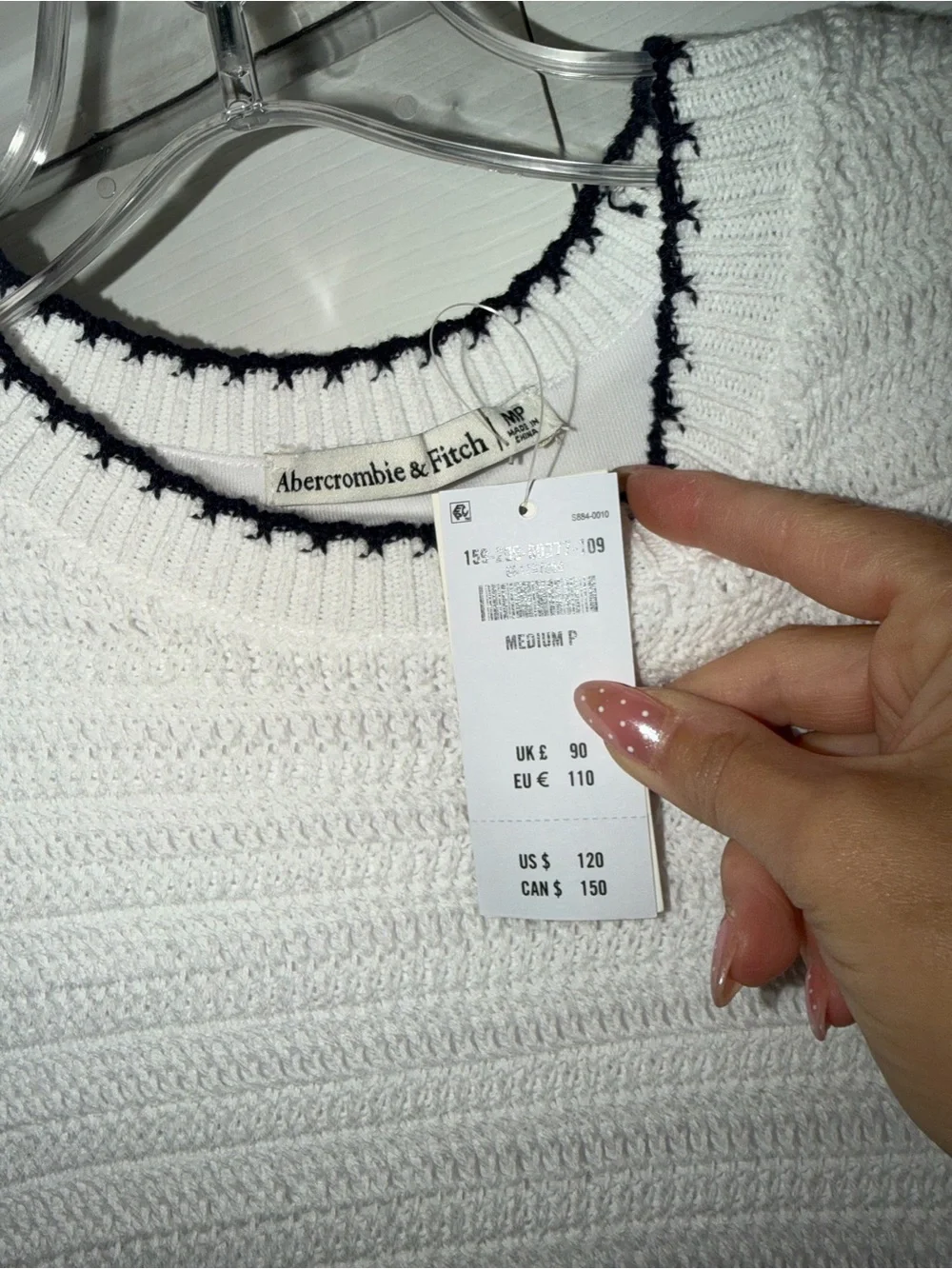 Abercrombie & Fitch White Sleeveless Knit Maxi Dress with Black Trim